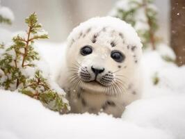 Seal in winter wonderland photo