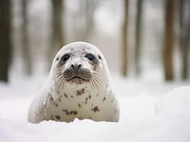 Seal in winter wonderland photo