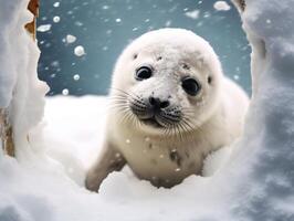 Seal in winter wonderland photo