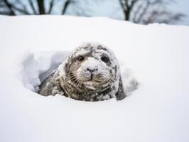 sello en invierno mundo maravilloso foto