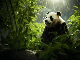 Panda reveling in rare rain shower photo