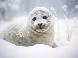 Seal in winter wonderland photo