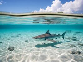 Sharks swimming in crystal clear waters photo