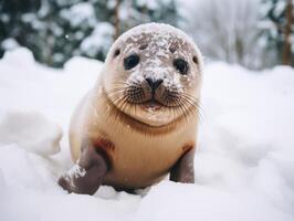 sello en invierno mundo maravilloso foto