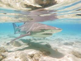 Sharks swimming in crystal clear waters photo