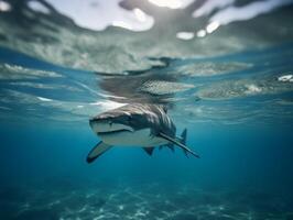 Sharks swimming in crystal clear waters photo