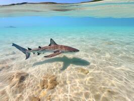 Sharks swimming in crystal clear waters photo