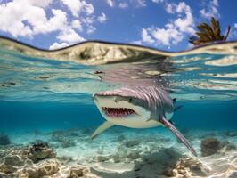Sharks swimming in crystal clear waters photo