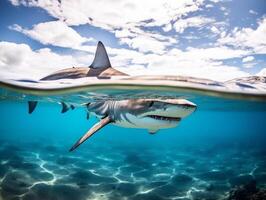 Sharks swimming in crystal clear waters photo