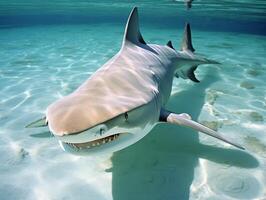 Sharks swimming in crystal clear waters photo