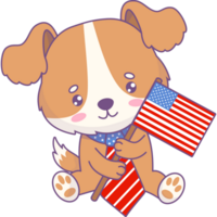 Cute dog with American flag png