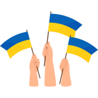 Hands with yellow-blue Ukrainian flags png