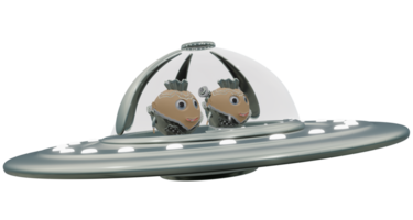 3D personages alien twins flying png
