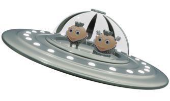 3D personages alien twins flying png