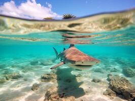 Sharks swimming in crystal clear waters photo