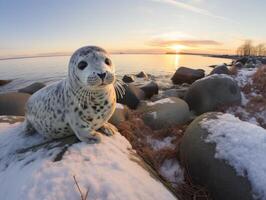 Seal in winter wonderland photo