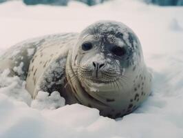 sello en invierno mundo maravilloso foto