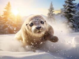 sello en invierno mundo maravilloso foto