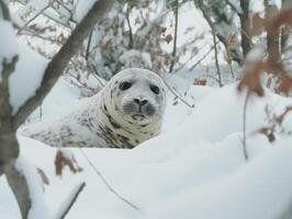 Seal in winter wonderland photo