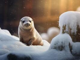 Seal in winter wonderland photo