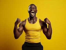 African man dressed in sportswear clearly active and full of energy photo