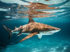 Sharks swimming in crystal clear waters photo