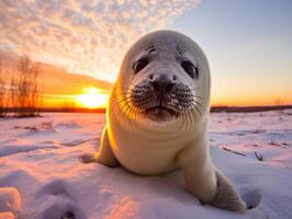 Seal in winter wonderland photo