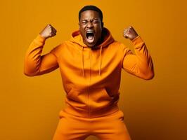 African man dressed in sportswear clearly active and full of energy photo