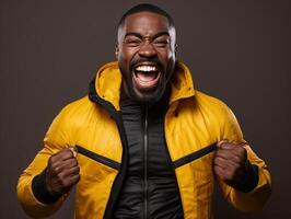 African man dressed in sportswear clearly active and full of energy photo