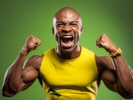 africano hombre vestido en ropa de deporte claramente activo y lleno de energía foto