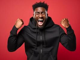 African man dressed in sportswear clearly active and full of energy photo