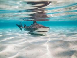 Sharks swimming in crystal clear waters photo