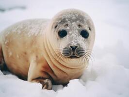 sello en invierno mundo maravilloso foto