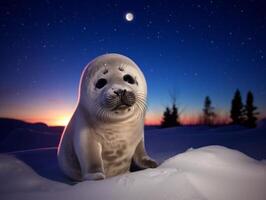 Seal in winter wonderland photo