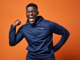 African man dressed in sportswear clearly active and full of energy photo