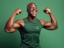 African man dressed in sportswear clearly active and full of energy photo