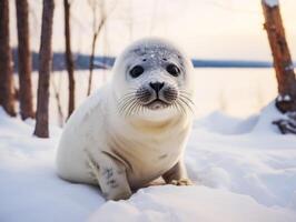 sello en invierno mundo maravilloso foto