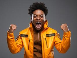 African man dressed in sportswear clearly active and full of energy photo