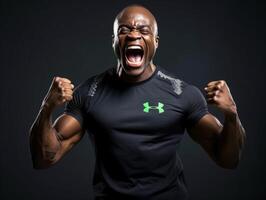 African man dressed in sportswear clearly active and full of energy photo