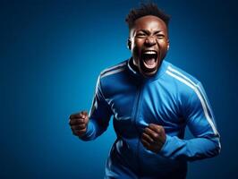 African man dressed in sportswear clearly active and full of energy photo