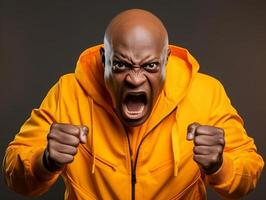 africano hombre vestido en ropa de deporte claramente activo y lleno de energía foto