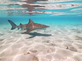 Sharks swimming in crystal clear waters photo