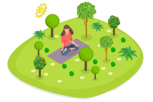 3D Isometric Flat Conceptual Illustration of Forest Bathing png