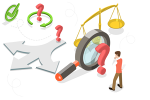 3d isometrisk platt konceptuell illustration av beslut framställning png