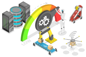 3d isométrique plat conceptuel illustration de niveau de automatisation png