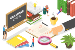 3d isométrique plat conceptuel illustration de grammaire vérifier png