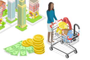 3D Isometric Flat Conceptual Illustration of Cost Of Living png