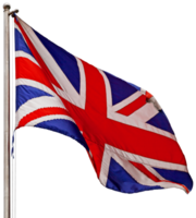 Cut out Union Jack waving in mid air png