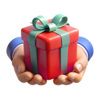 3d Hände halten ein eingewickelt Geschenk Box mit ein Bogen, Ideal zum Feierlichkeiten, Geburtstage, Feiertage, Werbeaktionen, und festlich Entwürfe, perfekt zum Marketing und Werbung png
