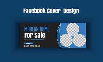 Home for sale real estate Facebook cover design vector